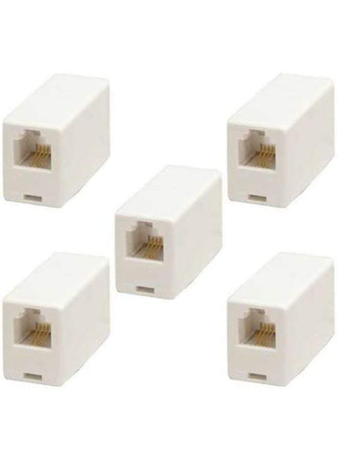 RJ11 Telephone Cable 5 Pack Straight Line Cord with Inline Coupler Adapter - Image 1