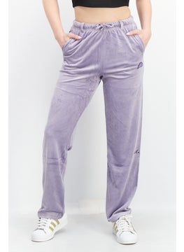 Women Regular Fit Embroidered Logo Palazzo Pants, Lavender