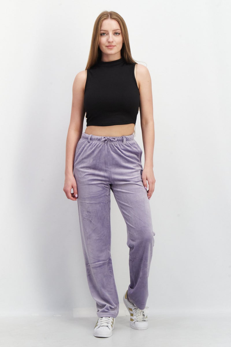 Ellesse سروال بالازو مزين بشعار للنساء بتصميم عادي، لافندر - Image 2