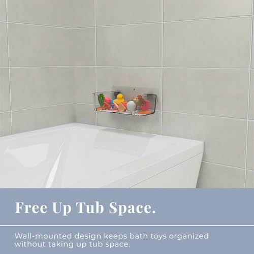 COLINCH Bathtub Toy Storage – Clear Bath Toy Holder with Drainage Holes, Wall-Mounted No-Drill Organizer for Kids’ Tub Toys - Image 5