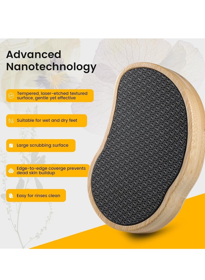 general Glass Foot Scrubber Shower(1 PCS) - Nano-Glass Pedi Egg Pumice Stone for Feet Dead Skin, Plastic-Free Pedicure Foot File Callus Remover - Bamboo Handle - Image 3