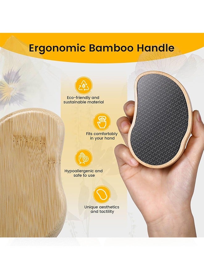 general Glass Foot Scrubber Shower(1 PCS) - Nano-Glass Pedi Egg Pumice Stone for Feet Dead Skin, Plastic-Free Pedicure Foot File Callus Remover - Bamboo Handle - Image 4