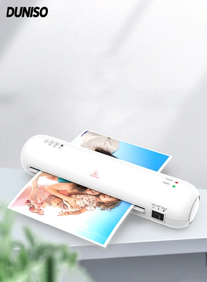 Hot And Cold Laminating Machine,Portable A4 Laminator,with 50 sheets of Laminating Pouches,with Hot and Cold Settings,Quick Warm-up and No Bubbles,3-Min Preheat,for Home,Office, School