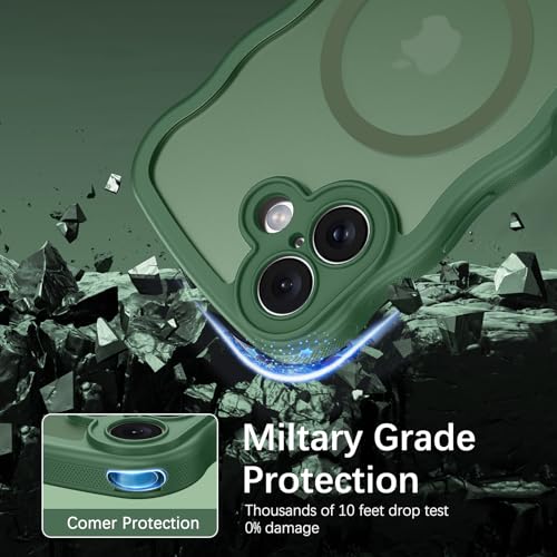 BENTOBEN Magnetic for iPhone 17 Case, Cute Wavy Full Camera Protection [Compatible with MagSafe] Translucent Matte Anti-Slip Bumper Women Girls Boys Protective Cover for 17 6.3", Deep Green - Image 2