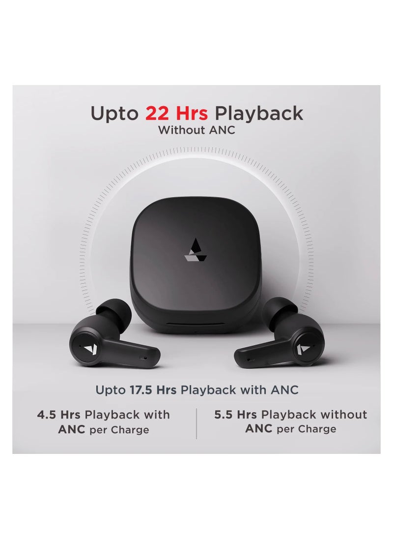Airdopes 411 ANC Noise-Cancelling Earbuds with 10mm Drivers, ASAP™ Charge Technology, Up to 25dB ANC, ENx™ Technology, 17.5 Hours Playback