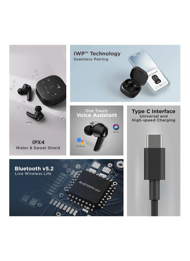 Airdopes 411 ANC Noise-Cancelling Earbuds with 10mm Drivers, ASAP™ Charge Technology, Up to 25dB ANC, ENx™ Technology, 17.5 Hours Playback