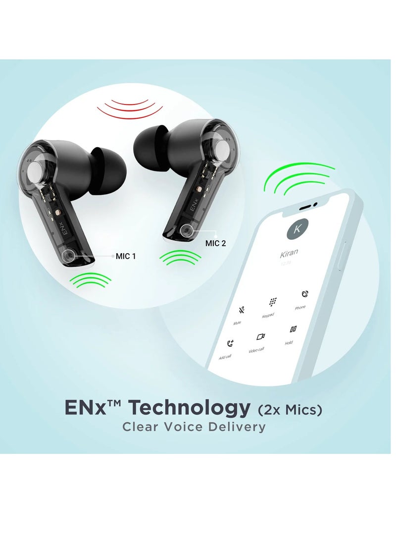 Airdopes 411 ANC Noise-Cancelling Earbuds with 10mm Drivers, ASAP™ Charge Technology, Up to 25dB ANC, ENx™ Technology, 17.5 Hours Playback