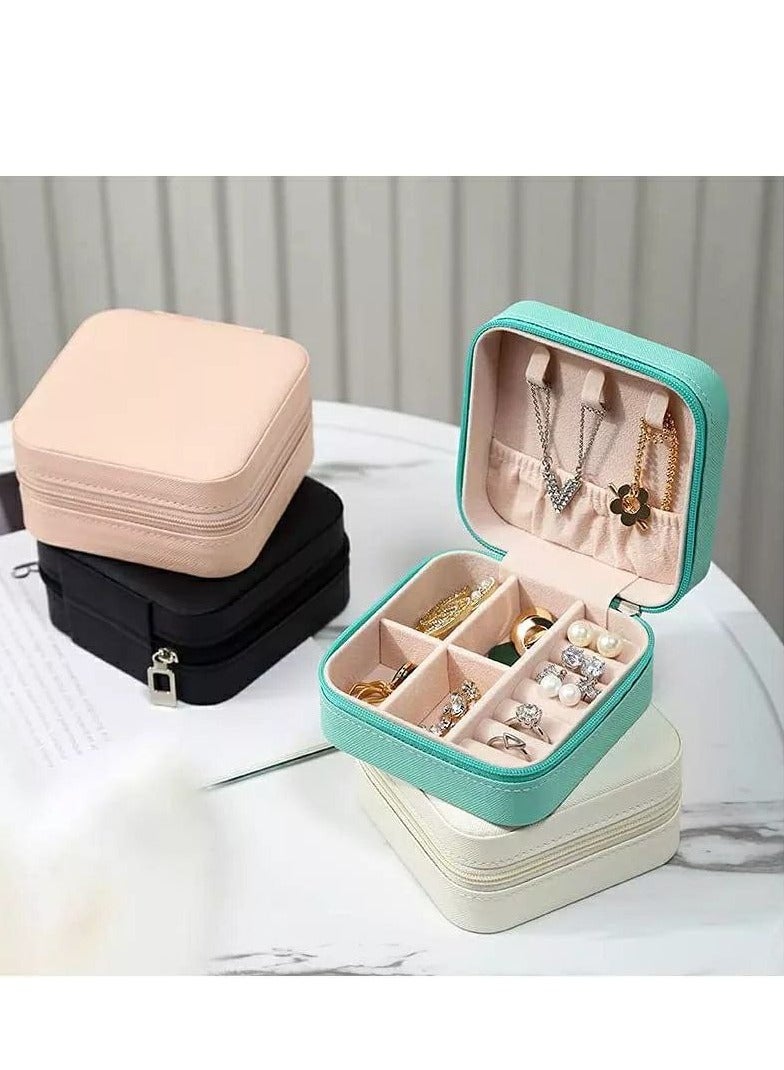 Portable Leather Travel Jewelry Box Jewelry Ring Organizer Gift Box for Girls Women (Multi Color)  - Image 3
