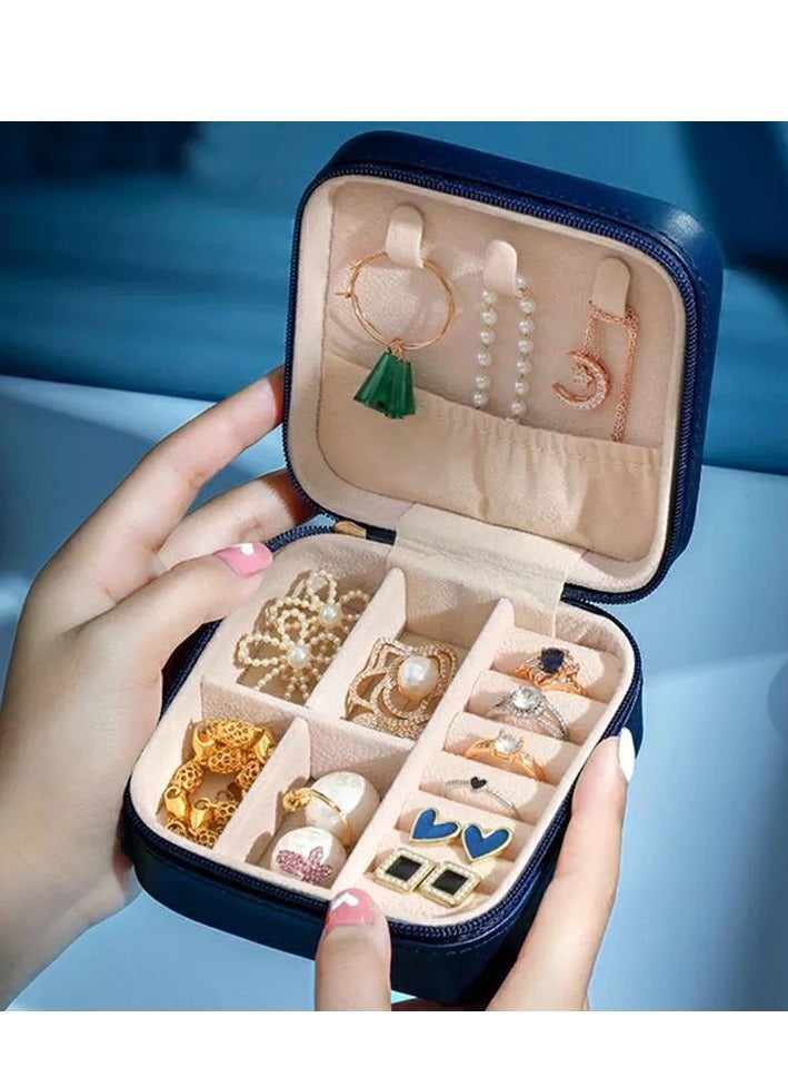 Portable Leather Travel Jewelry Box Jewelry Ring Organizer Gift Box for Girls Women (Multi Color)  - Image 4