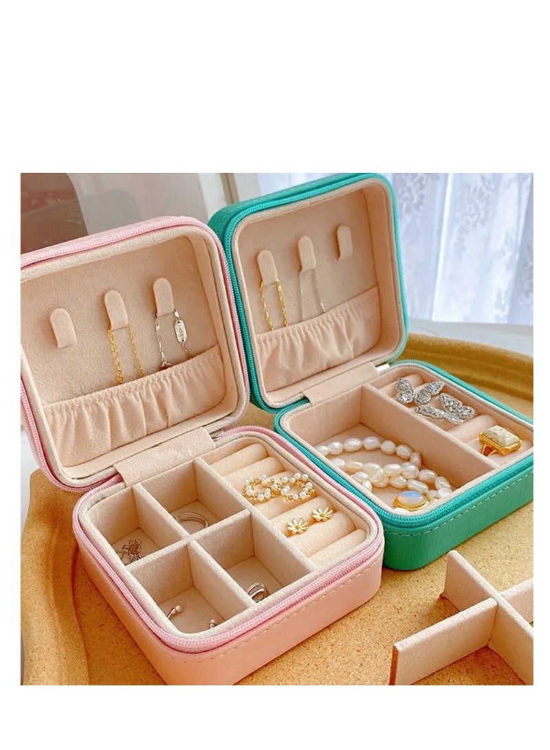 Portable Leather Travel Jewelry Box Jewelry Ring Organizer Gift Box for Girls Women (Multi Color)  - Image 5