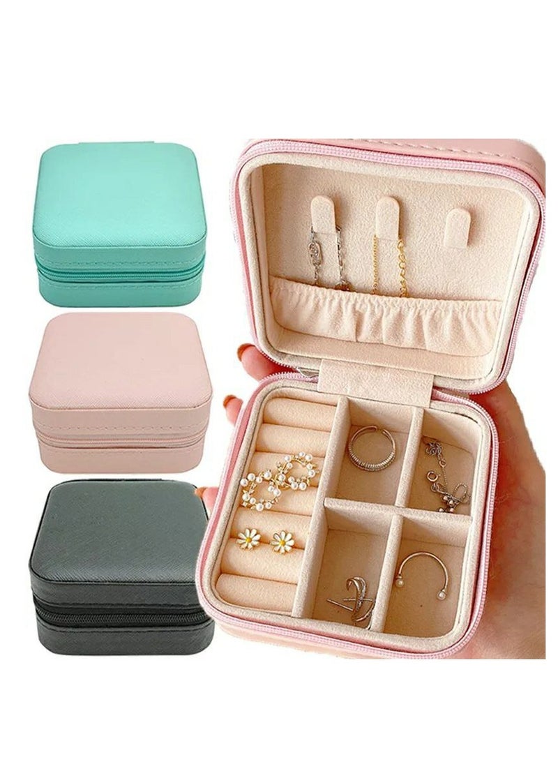 Portable Leather Travel Jewelry Box Jewelry Ring Organizer Gift Box for Girls Women (Multi Color)  - Image 2