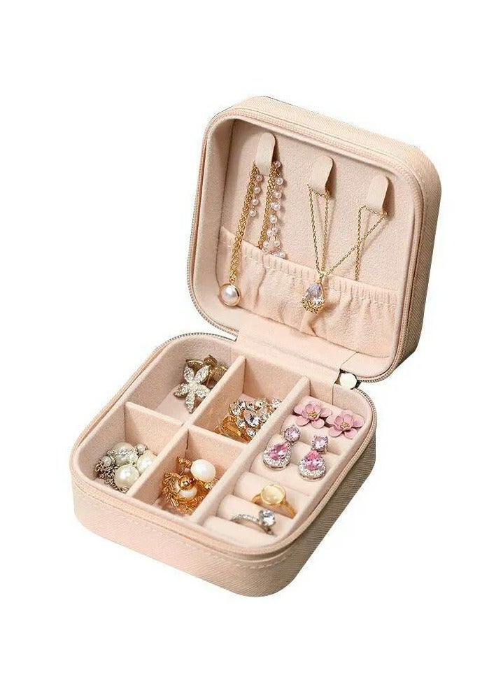 Portable Leather Travel Jewelry Box Jewelry Ring Organizer Gift Box for Girls Women (Multi Color)  - Image 1