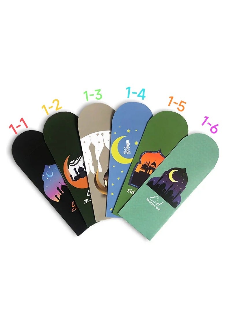 6 قطع من مظاريف النقود الورقية لعيد مبارك، محافظ ورقية نقدية، حزمة نقود1-1 - Image 1