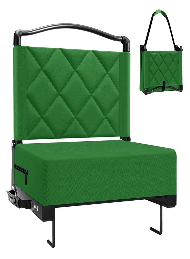Kaganoon 1pcs Stadium Seats with Back Support Cushion, Folding Stadium Seats for Bleachers Hold up 400lbs, Wide Bleacher Seat with Shoulder Strap & Handle Perfect for Sports Events, Green - Image 1