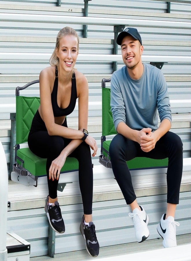 Kaganoon 1pcs Stadium Seats with Back Support Cushion, Folding Stadium Seats for Bleachers Hold up 400lbs, Wide Bleacher Seat with Shoulder Strap & Handle Perfect for Sports Events, Green - Image 2