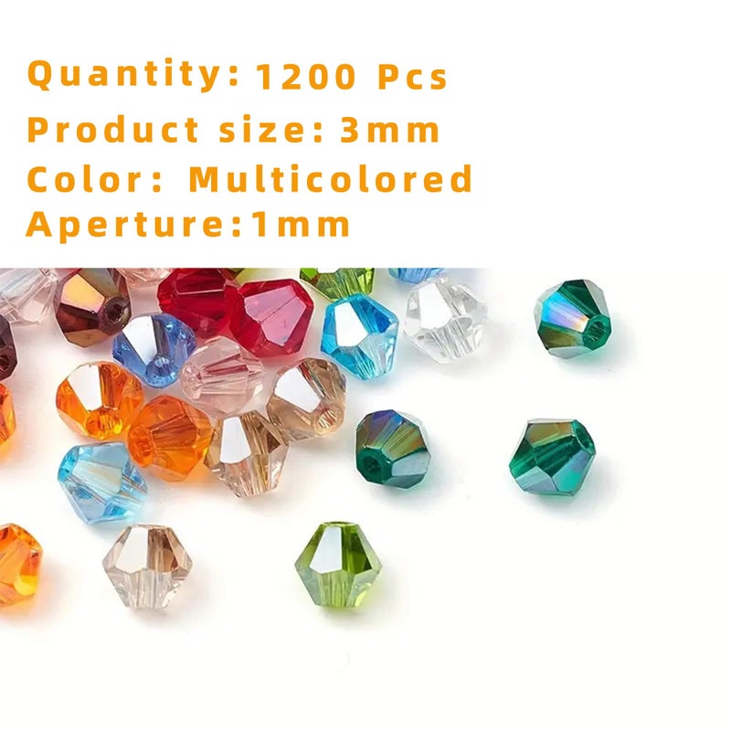 Laopottbeads 1200Pcs 3Mm Bicone Crystal Glass Beads For Jewelry Making  Sparkling Mini Beads For Suncatchers  Diy Bracelets & Craft Projects (Multicolored) - Image 4