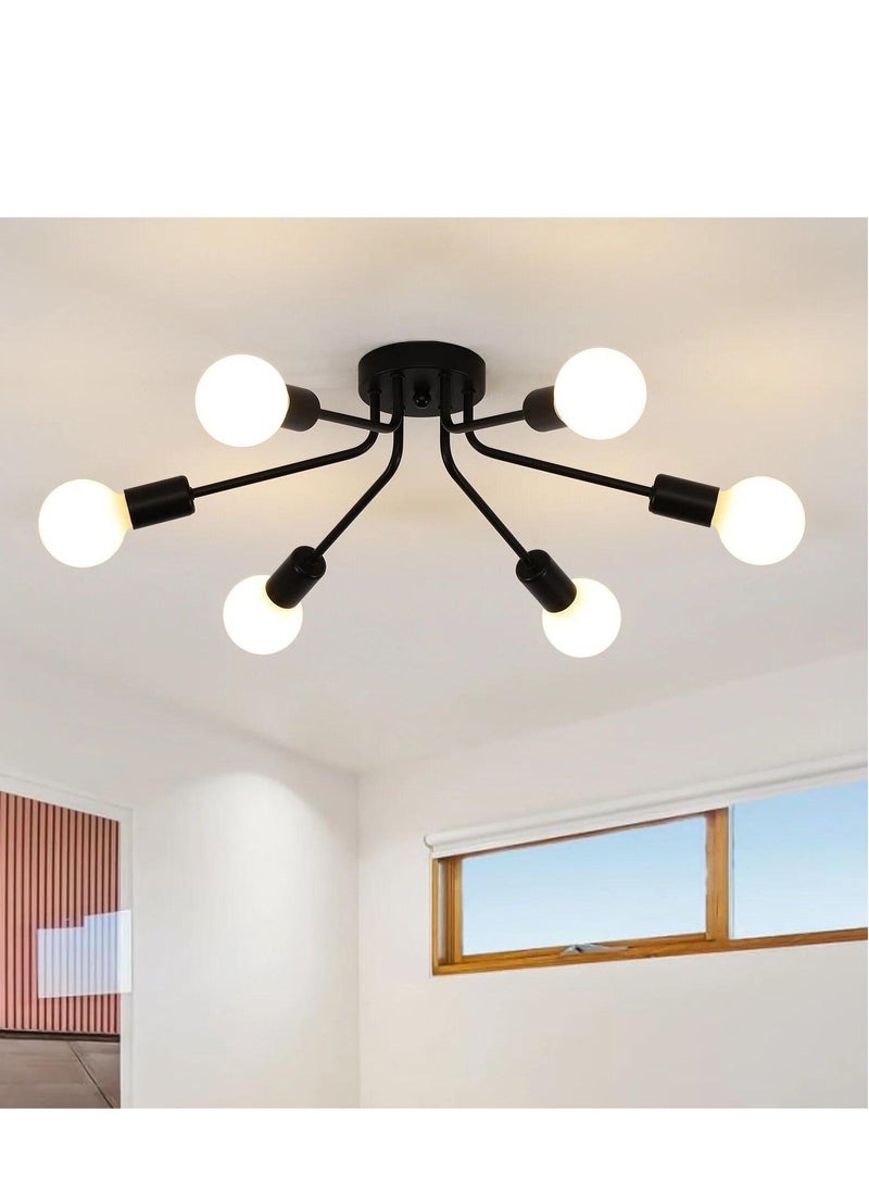 Haikomin Mid Century Sputnik Chandelier Modern Ceiling Lighting 6 Lights Adjustable Industrial Mount Pendant Light Fixture For Kitchen Living Dining Room Bedroom Foyer - Image 1