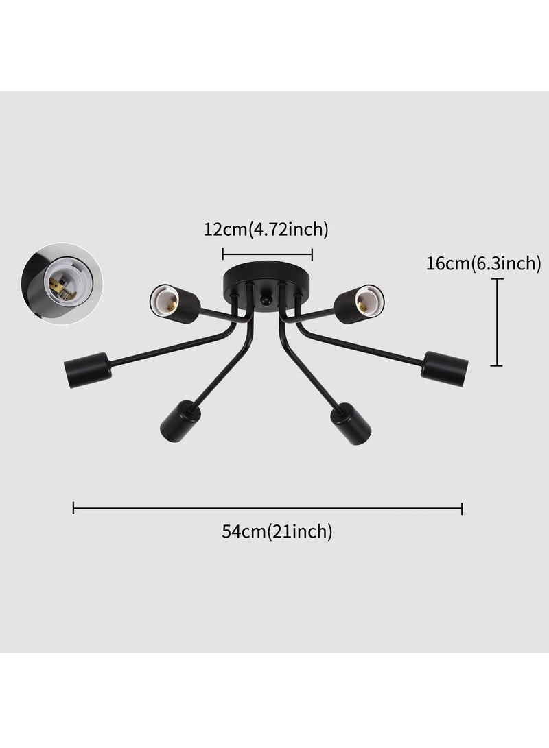 Haikomin Mid Century Sputnik Chandelier Modern Ceiling Lighting 6 Lights Adjustable Industrial Mount Pendant Light Fixture For Kitchen Living Dining Room Bedroom Foyer - Image 2
