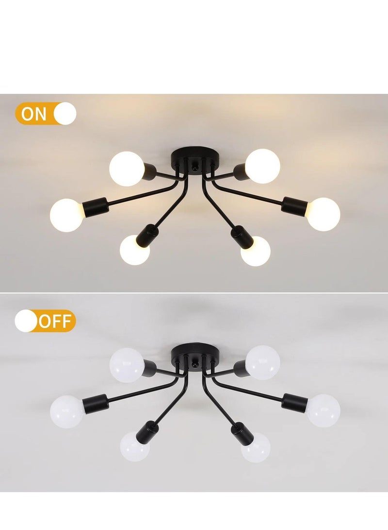 Haikomin Mid Century Sputnik Chandelier Modern Ceiling Lighting 6 Lights Adjustable Industrial Mount Pendant Light Fixture For Kitchen Living Dining Room Bedroom Foyer - Image 4