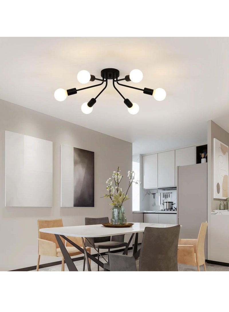 Haikomin Mid Century Sputnik Chandelier Modern Ceiling Lighting 6 Lights Adjustable Industrial Mount Pendant Light Fixture For Kitchen Living Dining Room Bedroom Foyer - Image 5