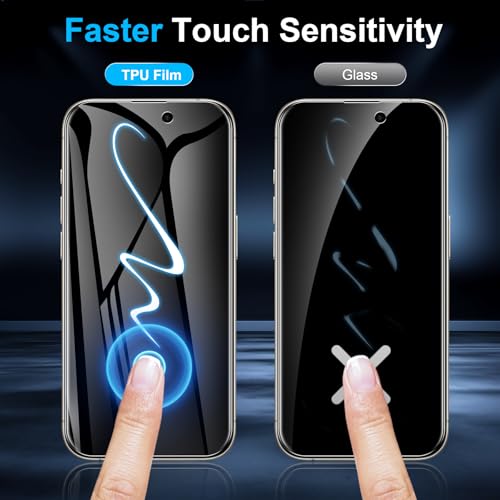 LYWHL 2 Pack for iPhone 16 Pro Max Privacy Screen Protector [Like Original Touch Sensitivity], Anti-Spy Private iPhone 16 Pro Max Film [Non-Glass], Case Friendly, Scratch-Resistant, Self-Healing - Image 2