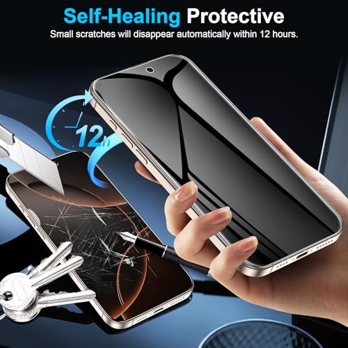 LYWHL 2 Pack for iPhone 16 Pro Max Privacy Screen Protector [Like Original Touch Sensitivity], Anti-Spy Private iPhone 16 Pro Max Film [Non-Glass], Case Friendly, Scratch-Resistant, Self-Healing - Image 4