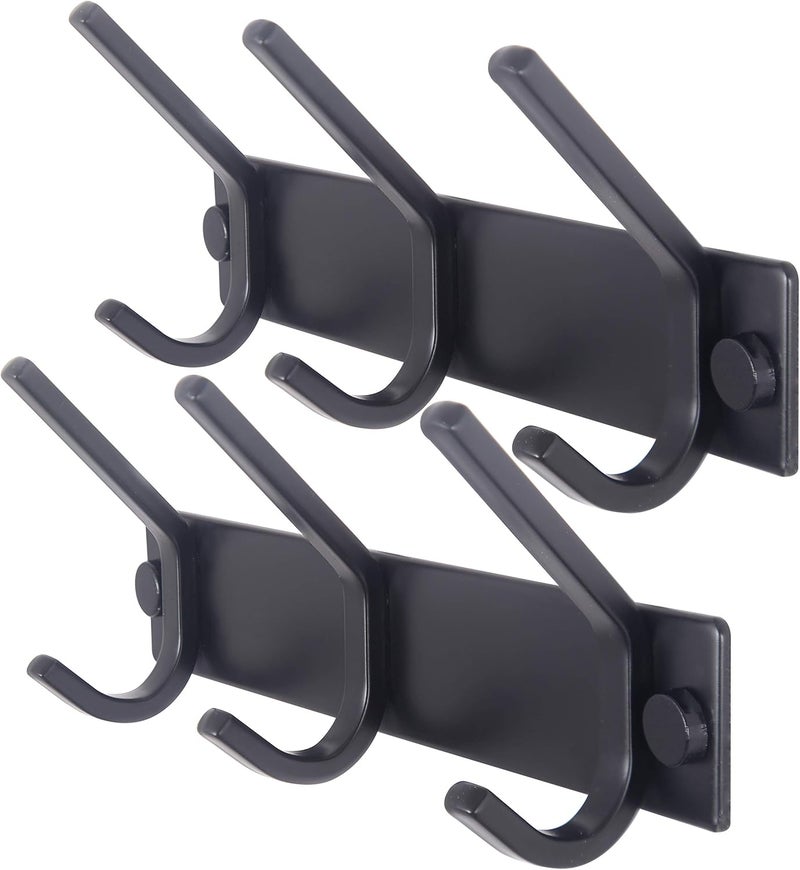 WEBI Coat Rack Wall Mounted,3 Coat Hooks for Hanging Coats,Heavy Duty Metal Hook Rack Hook Rail Coat Hanger Wall Coat Rack with Hooks for Clothes Entryway Jacket,Black,2 Packs - Image 1