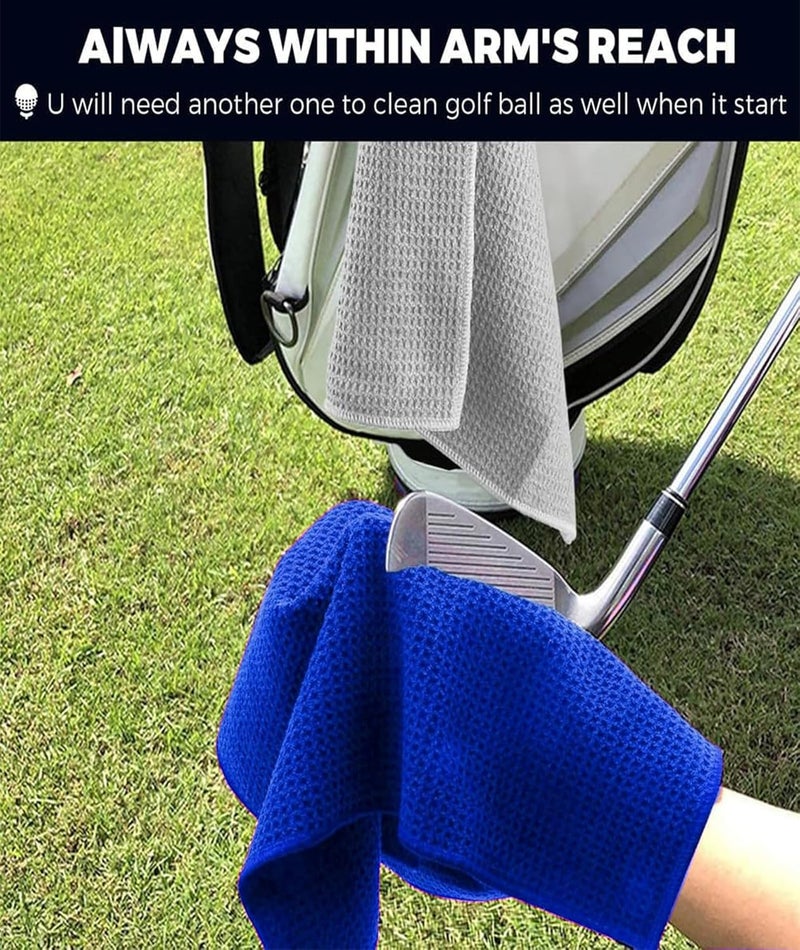RupeeRise Golf Kit,Golf Club Cleaning Kit with Premium Towel & Brush - Convenient Clip-On Golf Towels for Bags,Golf Essential Travel-Ready Accessories (Blue) - Image 5