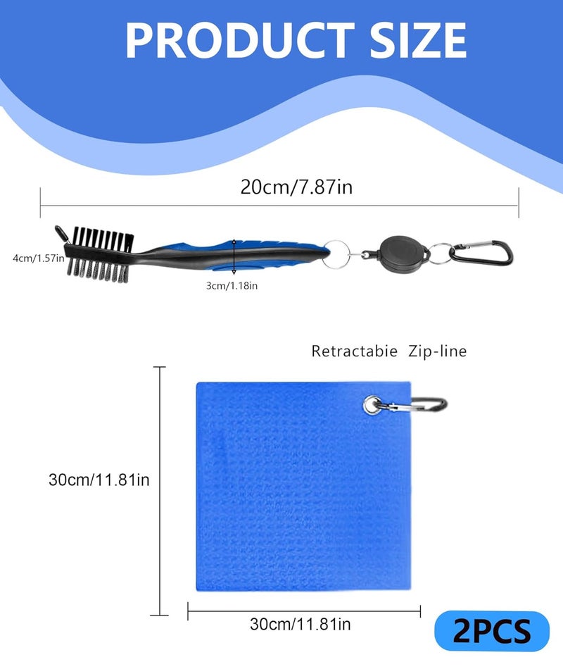 RupeeRise Golf Kit,Golf Club Cleaning Kit with Premium Towel & Brush - Convenient Clip-On Golf Towels for Bags,Golf Essential Travel-Ready Accessories (Blue) - Image 2