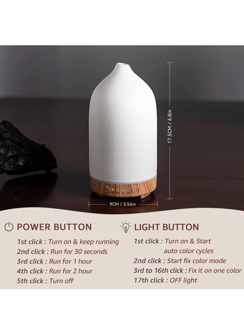 Generic - Essential Oil Diffuser Humidifiers,Aromatherapy Diffuser, Ceramic Wood Grain Diffusers for Oils, 7 Color Night Light Aroma Home, Office and Trip 100ML White - Image 1