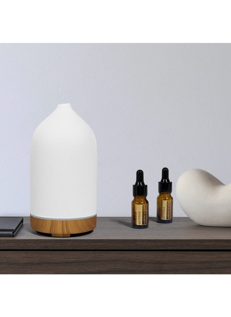 Generic - Essential Oil Diffuser Humidifiers,Aromatherapy Diffuser, Ceramic Wood Grain Diffusers for Oils, 7 Color Night Light Aroma Home, Office and Trip 100ML White - Image 1