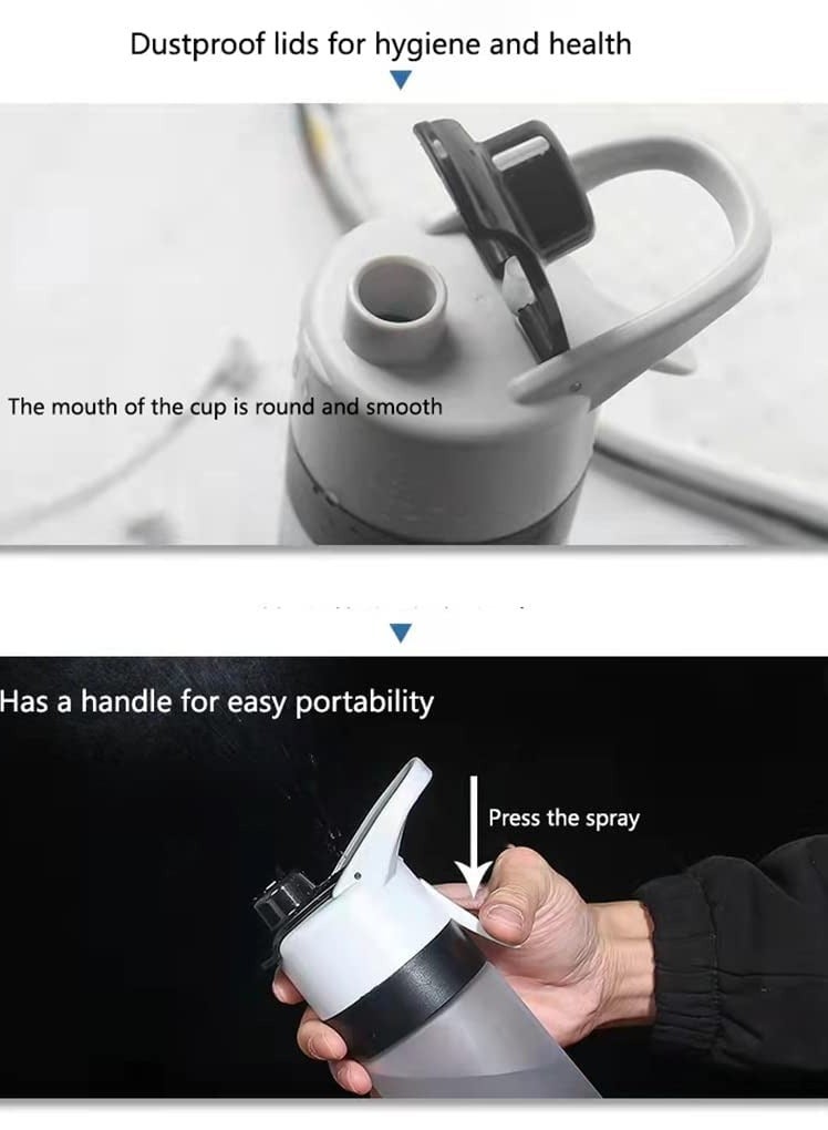 SYOSI Mist Spray Water Bottle, 650ml Sports Water Bottle Reusable Fitness Water Jug Multifunctional Spray Water Cup with Mist Hydration (Black) - Image 4