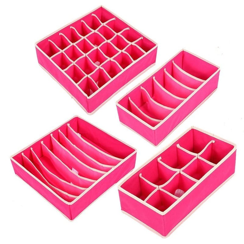 CELLEBII Foldable Box Type NonSmell Socks Bra Tie Scarfs Drawer Wardrobe Organizer Closet Storage Multicolour Set of 4 - Image 1