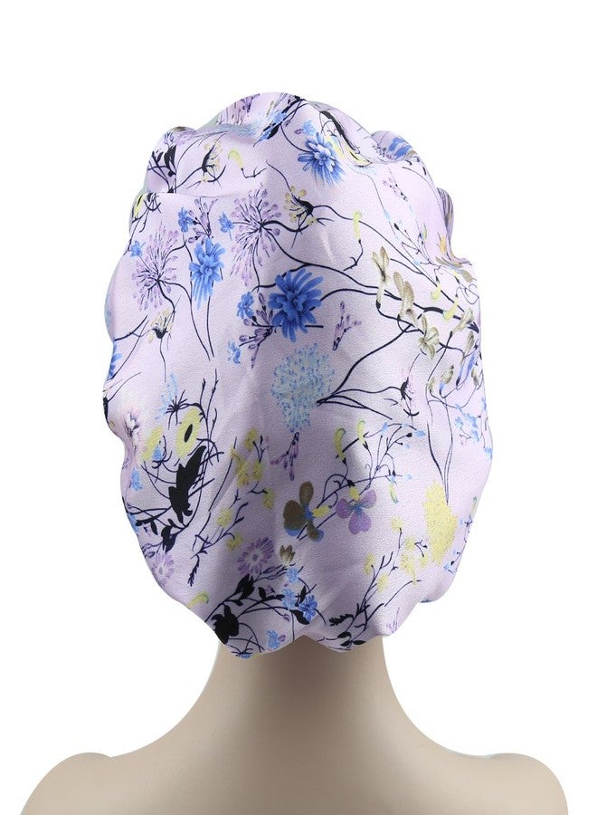 Alnorm Chemo Cap Silk Nightcap for Women Wide Band Satin Bonnet for Hair Beauty Purple Floral - Image 4