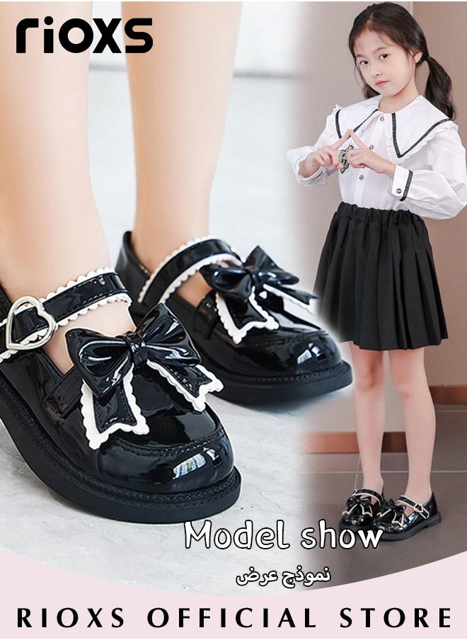 RIOXS - Little Girls Mary Jane Lolita Shoes Princess Dress Sandal Student Performance Leather Formal Shoes Children Soft Sole Shoes - Image 1