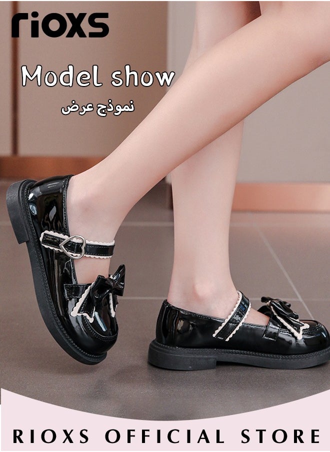 RIOXS - Little Girls Mary Jane Lolita Shoes Princess Dress Sandal Student Performance Leather Formal Shoes Children Soft Sole Shoes - Image 1