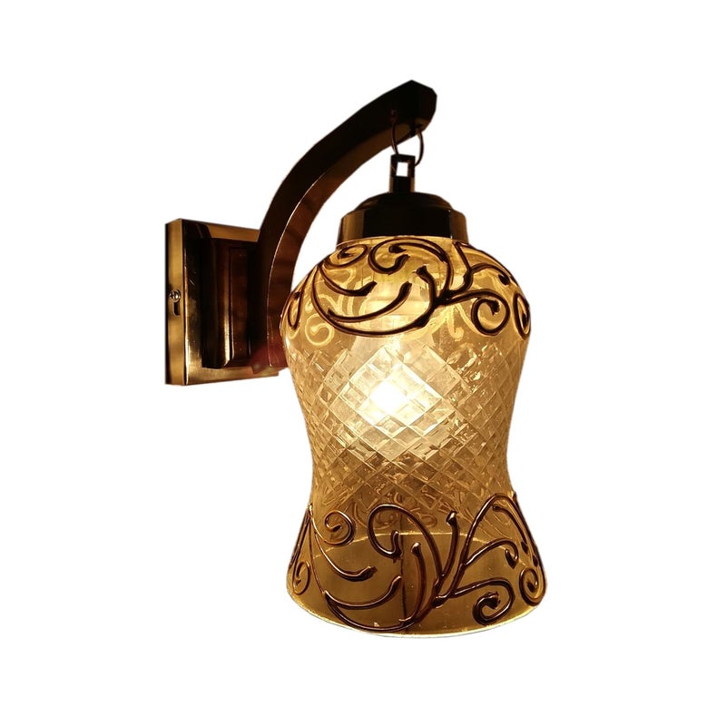 Weldecor Golden Glass Shade Lamp Light for Home Bedroom Drawing Room Living Room Decor Corded Electric Metal - Image 2