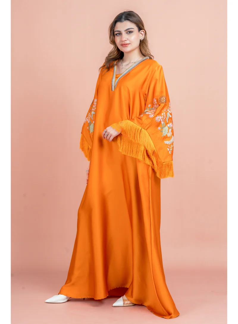 IKKXA Shimmer Detail Sleeves Embroidered Jalabiya
