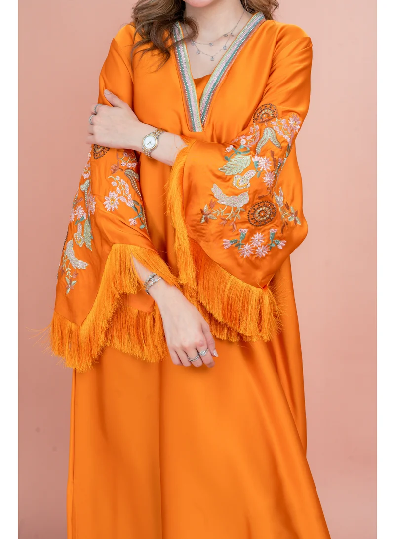 IKKXA Shimmer Detail Sleeves Embroidered Jalabiya