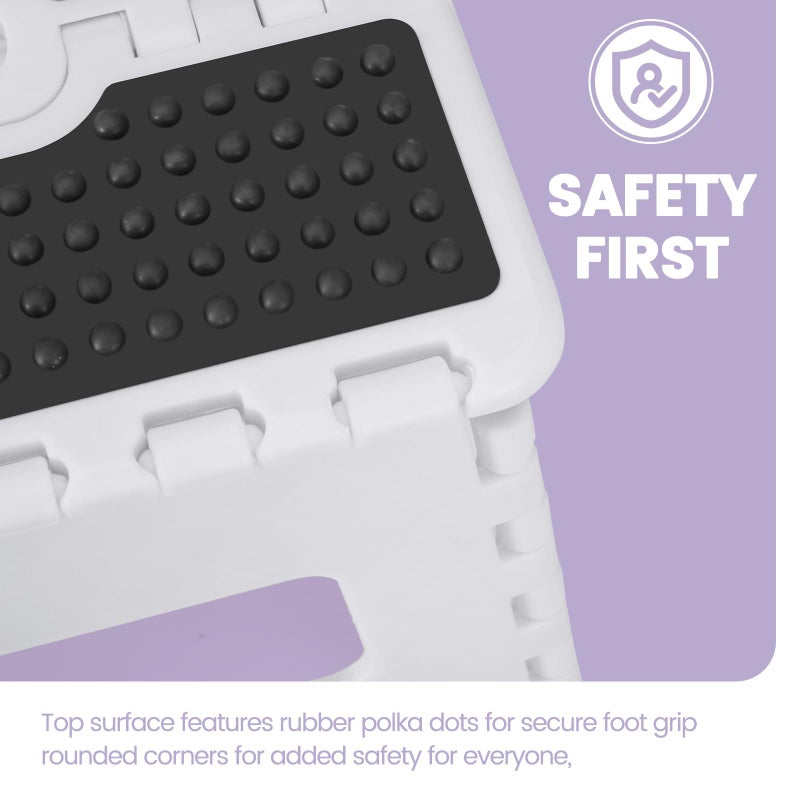 ACSTEP 9 Inch Folding Step Stool 300 LB Capacity Non Slip Foot Stool with Handle Plastic Foldable Step Stools for Kids Stepping Stool for Bathroom Kitchen Small Step Stool (1 PC White) - Image 3