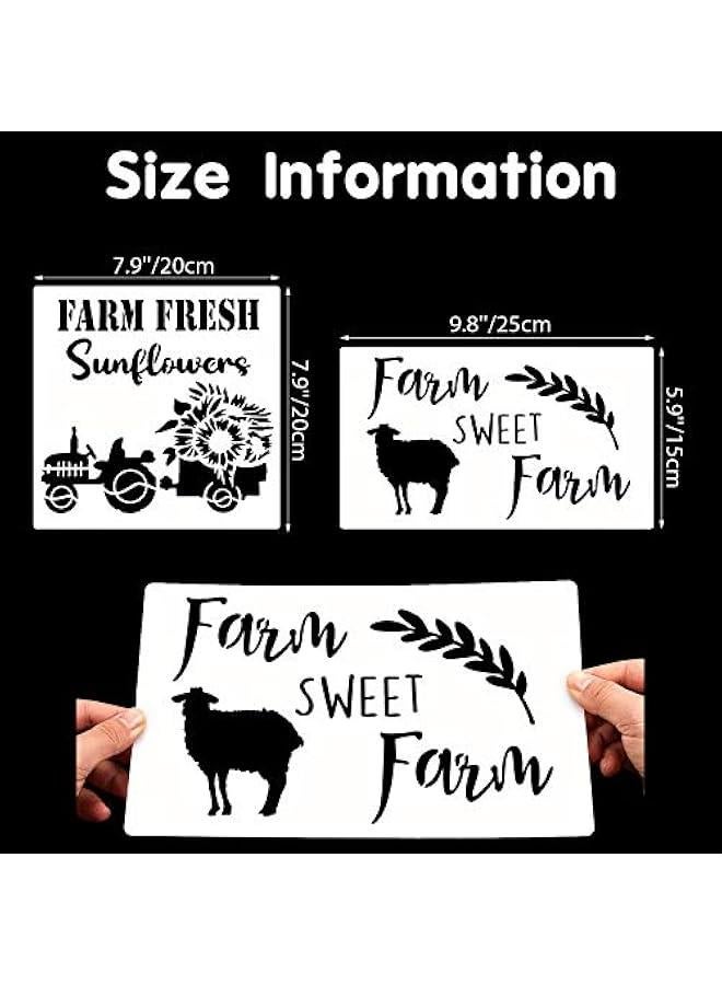Arabest 10 Pieces Reusable Farmhouse Stencils Farm Theme Painting Stencils for Scrapbooking Drawing Tracing DIY Furniture Wall Floor Fabric Decors, 2 Sizes and 10 Patterns  - Image 2