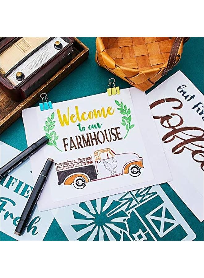 Arabest 10 Pieces Reusable Farmhouse Stencils Farm Theme Painting Stencils for Scrapbooking Drawing Tracing DIY Furniture Wall Floor Fabric Decors, 2 Sizes and 10 Patterns  - Image 4