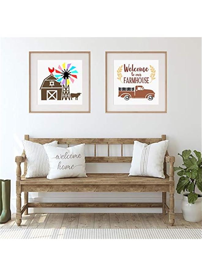 Arabest 10 Pieces Reusable Farmhouse Stencils Farm Theme Painting Stencils for Scrapbooking Drawing Tracing DIY Furniture Wall Floor Fabric Decors, 2 Sizes and 10 Patterns  - Image 5