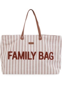 CHILDHOME Family Bag Stripes Diaper Changing Bag, Nude/Terracotta  - Image 1
