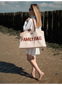 CHILDHOME Family Bag Stripes Diaper Changing Bag, Nude/Terracotta  - Image 3