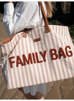 CHILDHOME Family Bag Stripes Diaper Changing Bag, Nude/Terracotta  - Image 5