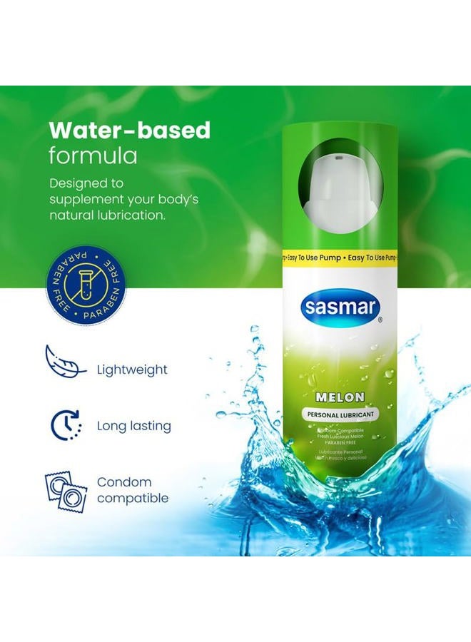 sasmar زيت تشحيم بنكهة البطيخ من ساسمار - زيت شخصي مائي للرجال والنساء - يشعر بالطبيعة، تركيبة تدوم طويلاً، خالية من البارابين، صديقة للألعاب وآمنة للواقيات الذكرية، زيت تشحيم فموي للأزواج - 60 مل - Image 3