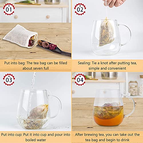 NJ OVERSEAS Cotton Drawstring Muslin Bag - Coin, Herb, Jewelry, Gift Wrap, Ring, Party, Travel, Surprise Pack - Cosmetic Pouch (4.5x4.5 Inches) 20 Pc, Off White - Image 2