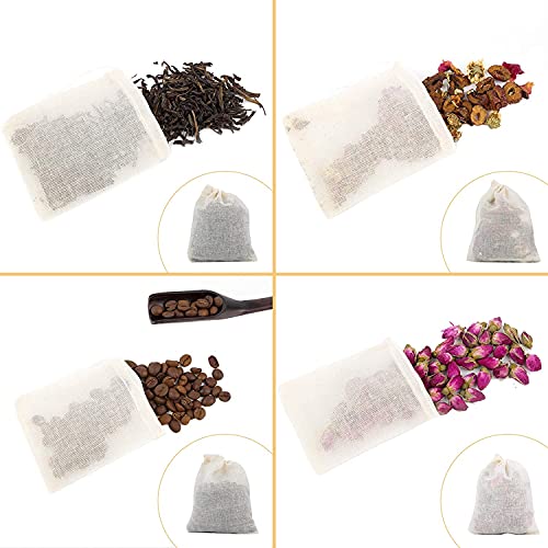 NJ OVERSEAS Cotton Drawstring Muslin Bag - Coin, Herb, Jewelry, Gift Wrap, Ring, Party, Travel, Surprise Pack - Cosmetic Pouch (4.5x4.5 Inches) 20 Pc, Off White - Image 3
