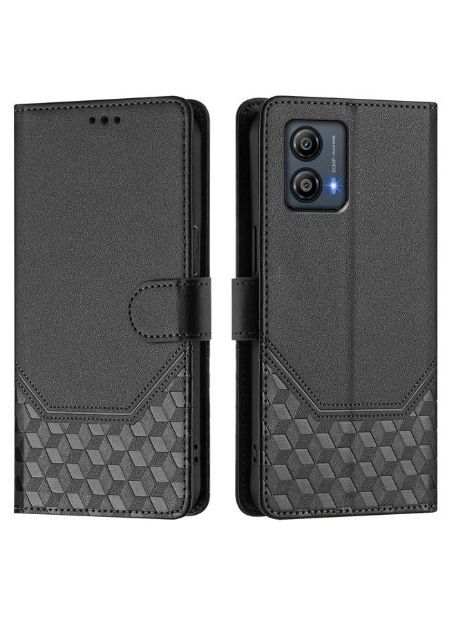 اس-توب جراب لهاتف Motorola Moto G53y 5G / G53j 5G جراب هاتف جلدي بنقش قرص العسل بتقنية RFID - Image 2